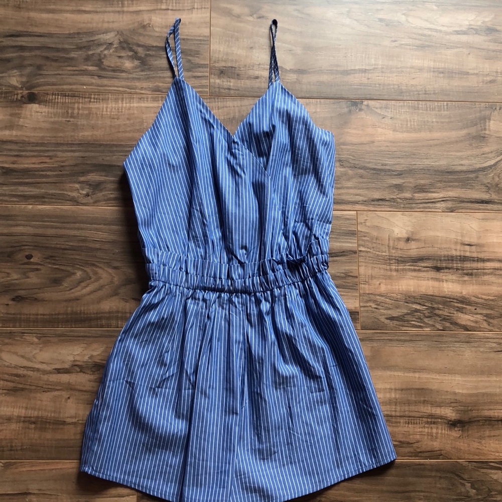 Blue & White Stripped Romper | Size S